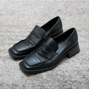 Vagabond Shoemakers Blanca Square Top Black Loafer Shoes Women's Size 9 EU 39